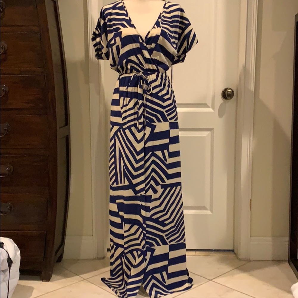 Cream and Navy Blue Jumpsuit